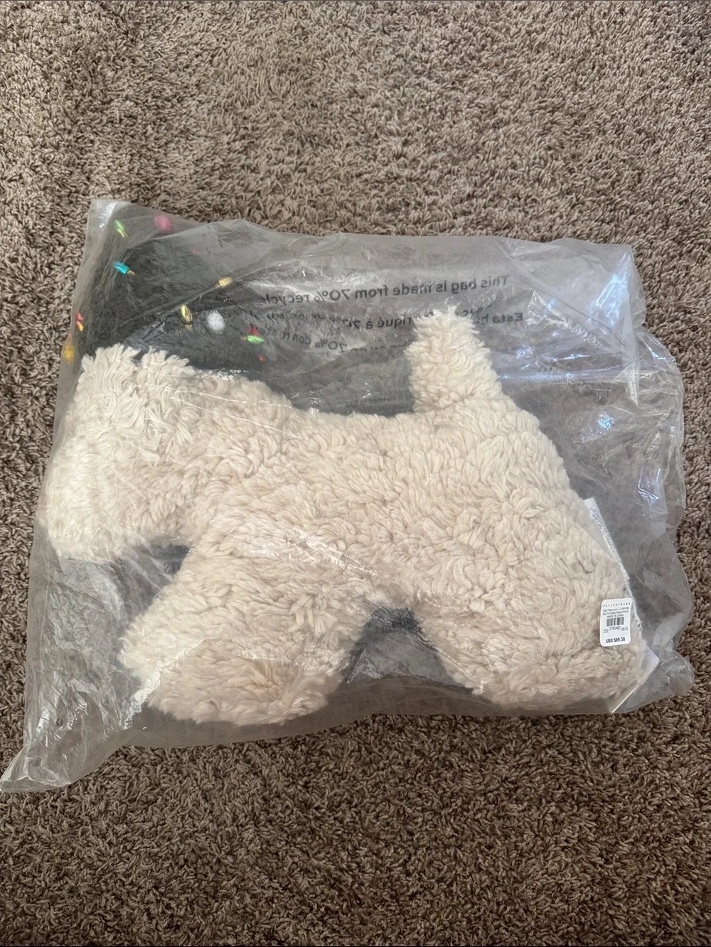 Pottery Barn Dog With Tree Hat Pillow